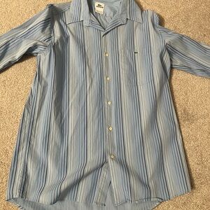 Lacoste Men's Light Blue Striped Button Down Shirt